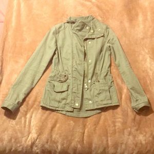 Green army jacket.